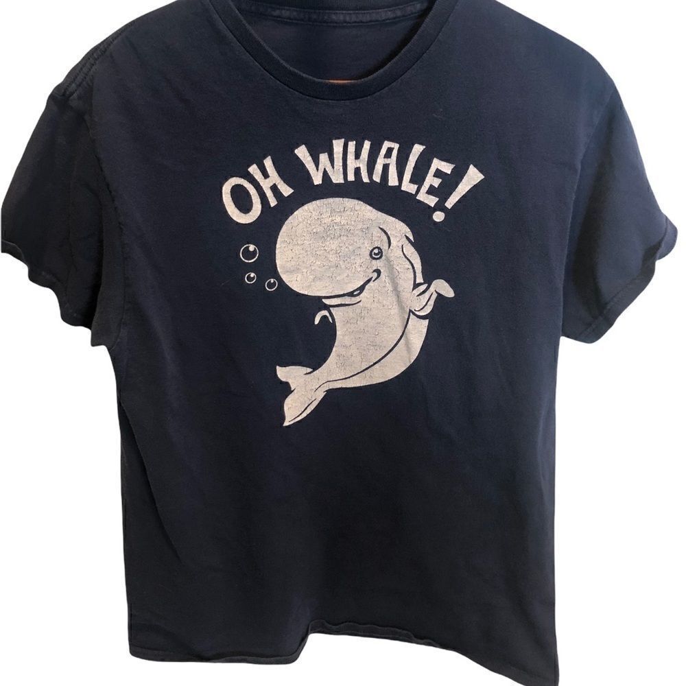 Oh‎ Whale unisex unbranded-tag removed navy blue shirt sleeved t-shirt men's SM